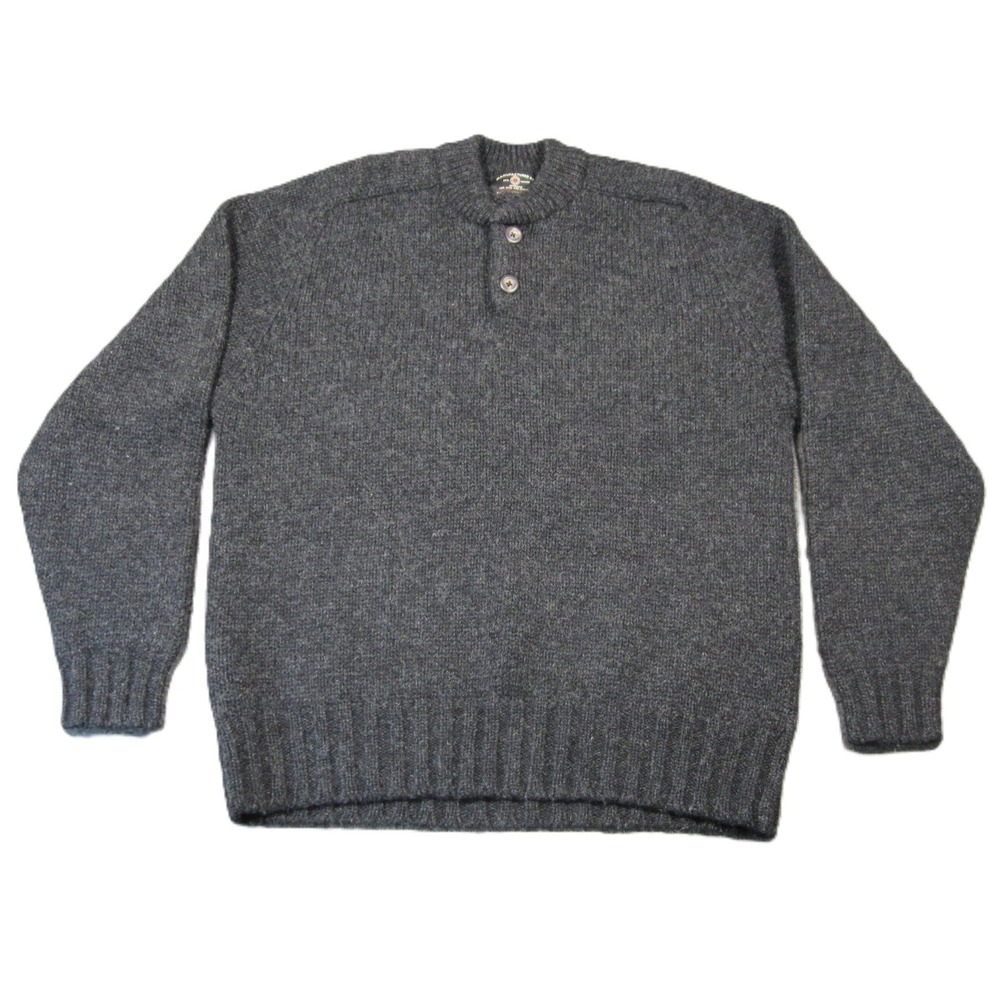 Vtg American Eagle Henley Sweater M Gray Wool Ribbed Preppy‎ Grunge Hygge Winter